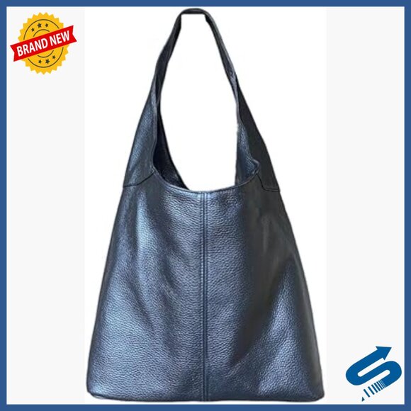 Large Italian Leather Hobo Tote Bag Slouchy Shoulder Purse with Zipper